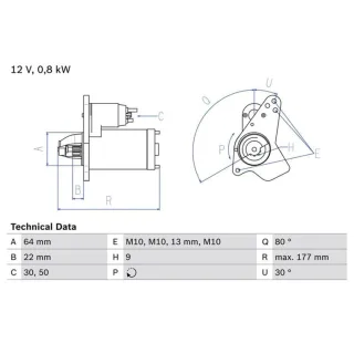 Bosch Anlasser 0,8 kW Dacia Renault 0986026250