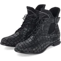 Simen Simen 6401A Grau Schwarz Damen Leder grey Schnürstiefel