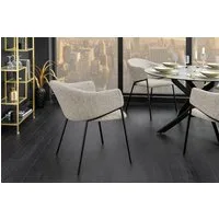 riess-ambiente Esszimmerstuhl NOBLESSE beige/schwarz - Chenille, Metallgestell, Retro, Armlehnen (Einzelartikel, 1 St), halbrunder Stuhl - ideal für Küche, Ess-, Arbeits-. Wohnzimmer & Büro