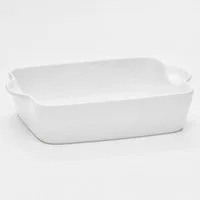 van Well Auflaufform Backform eckig, 30,7 x 20 x 6,8 cm, Porzellan, (1-St), weiß glänzend, spülmaschinen- und mikrowellengeeignet