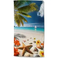 good morning Strandtuch Havana, Velours (Packung, 1-St), Mikrofaser, Velours, Strandtuch, saugfähig, 100x180, tropisch, strand