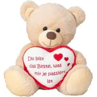 Geschenkestadl Plüschfigur Teddybär mit Herz „Du bist das Beste was mir je passiert ist" 30 cm (1-St., Bär mit Herz), Bär mit Herz