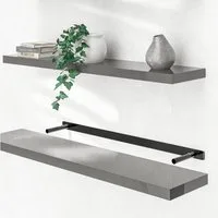 Casaria Wandboard, Grau Hängeregal mit Halterung 15kg Tragkraft Küche Hochglanz 110cm