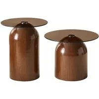 gopop Couchtisch 2er-Set in Glastopf-Form,grün+beige/Nussbaum-Optik. (2-St)