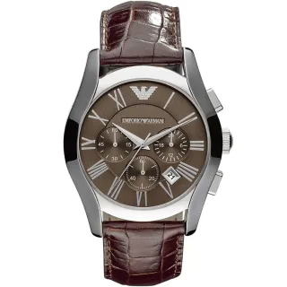Emporio Armani AR0671 Velente Chronograph 42 mm Herrenarmbanduhr aus braunem Leder
