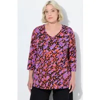 Ulla Popken Longshirt T-Shirt A-Linie V-Ausschnitt 3/4-Arm