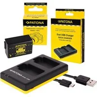 Patona 2in1 Zubehör Set für die Panasonic Lumix FZ82 FZ72 Kamera-Akku DMW-BMB9 895 mAh
