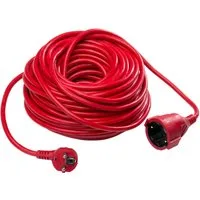as - Schwabe Verlängeungsleitung Innen Schuko IP20 Rot Verlängerungskabel, Typ F (Schuko), Typ F (Schuko) (2500 cm), mit integriertem Kinderschutz
