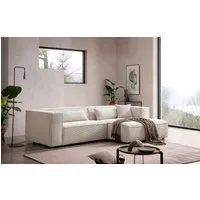 LeGer Home by Lena Gercke Ecksofa PIARA mit Kedernaht, Cord, Leinenoptik o. Strukturstoff, Couch, L-Form, wahlweise Ottomane rechts/links, schwarze Füße, bequemer Sitzkomfort