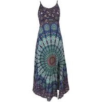 Guru-Shop Midikleid Boho Sommerkleid, langes Maxikleid mit Mandala.. alternative Bekleidung