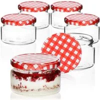 com-four Einmachglas Einmachgläser mit rot/weiß kariertem Schraub-Deckel - TO Ø 82 mm, (6-tlg)