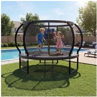 HOMALL Gartentrampolin Basketballkorb-Trampoline, Outdoor-Trampoline, Kindertrampoline, Ø 228 cm, (228/305/366/427 cm, komplett mit Basketball, Pumpe, Sicherheitsnetz, Leiter und 360°-Geländer, maximale Belastbarkeit 150 kg)