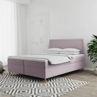 Boxspringbett Schlafzimmerbett LUCIEN 160x200cm in Stoff Soro Rose
