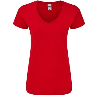 Fruit of the Loom - "Iconic 150" T-Shirt V-Ausschnitt für Damen (Rot)