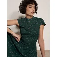 Apricot Minikleid Geblümtes kurzes Kleid mit Smokdetails