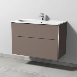 Sanipa 3way Waschtischunterbau zu Geberit Acanto Slim Waschtisch mit 2 Auszügen, Taupe-Matt BP4121T