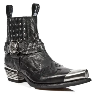 New Rock Gothic-Stiefel aus schwarzem Metall-7950P-S1