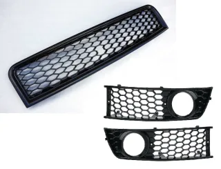 Kühlergrill Sportgrill Wabengrill + Stoßstangen Gitter für Audi A4 S4 8E B6 (2001-2005) + Avant