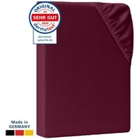 AM Qualitätsmatratzen Spannbettlaken Baumwolle in bordeaux, Bettlaken für Topper, Made in Germany, Baumwolle, Gummizug: rundum, (1 Stück), 90x200x12