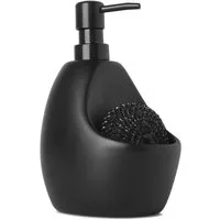 Umbra Seifenspender Joey, Keramik 590 ml Schwarz Hygienespender mit Scrubbyhälter