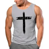 Neverless Tanktop Herren Tank-Top Print Aufdruck Kreuz Cross Faith Glaube Trend-Motiv mit Print