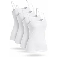 fashionshowcase Tanktop 4er Pack Damen Spaghettiträger Unterhemd Baumwolle Basic Top Stretch (Set, Mehrfachpack) atmungsaktiv, hautfreundich