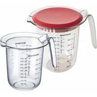 WESTMARK Messbecher Set 2tlg., Messkannen 0,5 l und 1 l mit Deckel, mehrsprachige Messskal, SAN