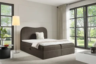Boxspringbett Schlafzimmerbett DARLIN 140x200cm Stoff Gerra Dunkelgrau