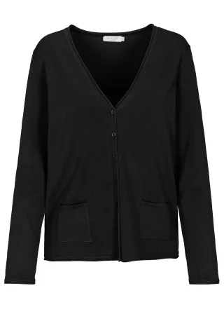 CLARINA - Ganzjahres NOS V-Cardigan, 1/1 900 schwarz - Gr. - 46