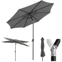 Sekey Sonnenschirm 3m Marktschirm mit Kurbel, Gartenschirm, 8 Streben, Sonnenschutz 50+, LxB: 300,00x300,00 cm, mit/ohne LED-Lichtern, Terrassenschirm Rund