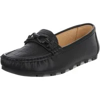 Ital-Design Eleganter Mokassin mit Schnalle für Damen im Alltag Slipper (90793497) Flach Mokassins in Schwarz