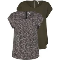 ONLY T-Shirt Damen Top ONLVIC Regular Fit (Vorteilspack, 2-tlg) Basic Kurzarm Tee Shirt mit Rundhalsausschnitt