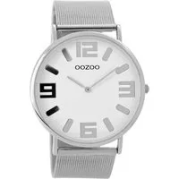 OOZOO Quarzuhr Vintage Armbanduhr C8880 Weiss Meshband 42 mm