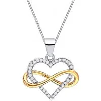 Goldene Hufeisen Kette mit Anhänger Halskette Gold Unendlichkeit Herz 925 18K vergoldet mit Zirkonia Kette, 925 Sterling Silber Silberschmuck für Damen