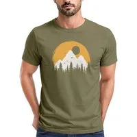 Neverless Print-Shirt Herren T-Shirt Outdoor Print Natural Badge Logo Wandern Fashion mit Print