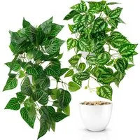 Kunstpflanze Künstliche Hängepflanzen im bruchfesten Topf, Hängepflanze künstlich Efeu, Monstera, Philodendron, Calathea, Pfeilblatt, Mosaik- & Zebrapflanze, PASCH, Bruchfester weißer Kunststofftopf