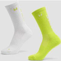 MP Move Club Laufsocken (2er-Pack) - Neongrün/Weiß - UK 6-8