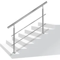 FIVMEN Treppengeländer Handlauf Edelstahl Geländer mit 2 Pfosten Brüstungsgeländer, 80 cm Länge, 2-tlg., für Treppen, Brüstung, Balkon