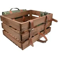 UNUS GARDEN Fahrradkorb Fahrradkiste Picknick Holz (Grün 40x30x20cm (LxBxH), Holzkiste Picknick Fahrradkiste Picknickdecke Flaschenhalter