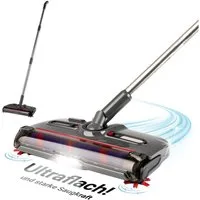 CLEANmaxx Akkubesen mit Licht 3,7V grau ideal in Ecken, 15 W, Reinigung für Teppich Fliesen Laminat mit 300-ml Schmutzbehälter