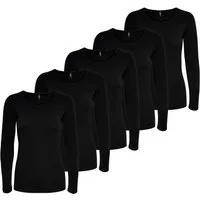 ONLY Langarmshirt Langarmshirt Damen Shirt Schwarz Weiß Longsleeve 1er - 5er Pack