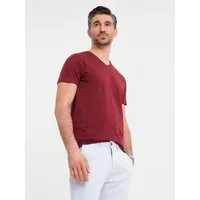 OMBRE T-Shirt BASIC Herren T-Shirt aus klassischer Baumwolle mit V-Ausschnitt Jacquard-Label mit Branding in der Seitennaht