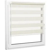 Doppelrollo 30 x 130 cm, creme [Stoffbreite 26,6 cm], jalousiescout, blickdicht, mit Bohren/ohne Bohren, freihängend, Klemmen, Kleben und Schrauben OHNE Aufpreis, Lichtdurchlässig, Klemmträger, Feuchtraumgeeignet