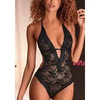 JETTE Body aus floraler Spitze mit Glitzeraccessoire, sexy Dessous, Reizwäsche