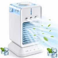 MOPUEA Ventilatorkombigerät 4 in 1 Tragbare Klimaanlage mit 3 einstellbaren Windgeschwindigkeiten, 200-ml-Wassertank, Desktop-Luftkühlungsventilator