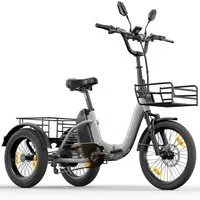 Vankel E-Bike Cityrad AG1 3 rad Faltbares Damen u. Herren E-Fahrrad 960WH Pedelec, 120 km, Heckmotor, 960 Wh, (Beleuchtungsset mit Batterieladegerät, Batterieschlüssel, Werkzeug), Faltbares 3-Rad-E-Bikes 250W, 48V 20AH Akku, 20"×3.0" Reifen