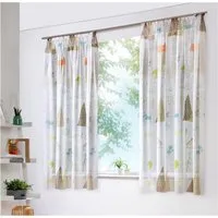 heimtexland Vorhang Skandi Dekoschal Gardine Kinderzimmer Natur Bunt (1 St), Kräuselband, halbtransparent, Polyester, Leinenoptik I Kinderzimmer I Vorhang I verschiedene Größen