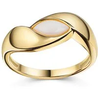 Zeeme Fingerring Silber 925 vergoldet mit echtem weißen Opal