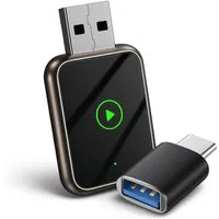 Alpha Electronics Wireless CarPlay und Android Auto Adapter USB-A, USB-C, Plug & Play Sprachsteuerung USB-C Adapter inklusive