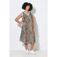 Angel of Style Jerseykleid Midikleid A-Linie ärmellos Leo-Muster Zierbänder